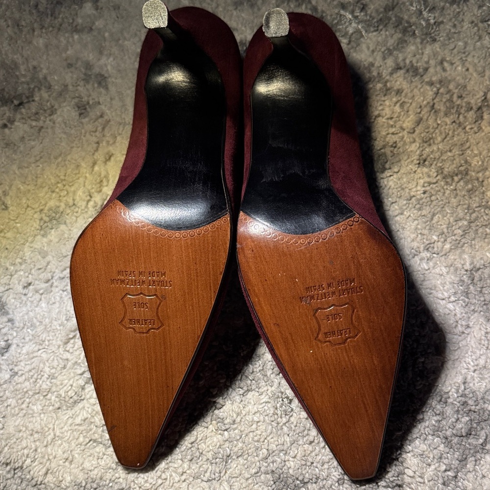 Stuart Weitzman Dark Red Suede Heels - Picture 4 of 7